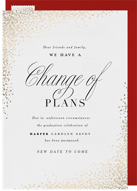 'Luxe Confetti' Cancel / Postpone an Event Announcement