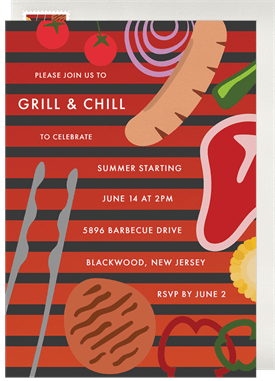 'Backyard BBQ Grill' Entertaining Invitation