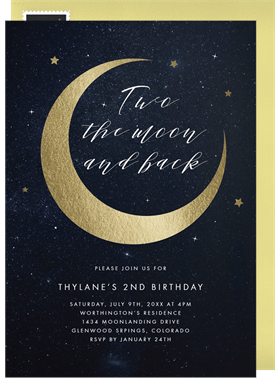 'Crescent Moon' Kids Birthday Invitation