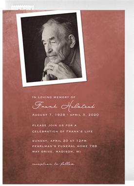 'Loving Memory' Memorial Invitation