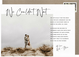 'We Couldn't Wait' Wedding Announcement