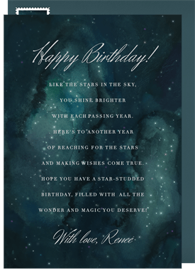 'Celestial Elegance' Birthday Cards Card