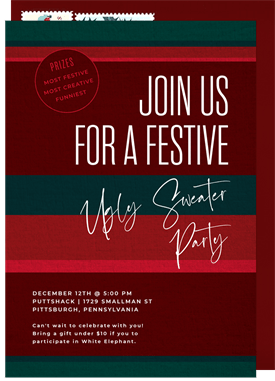 'Textured Ribbon' Business Holiday Party Invitation