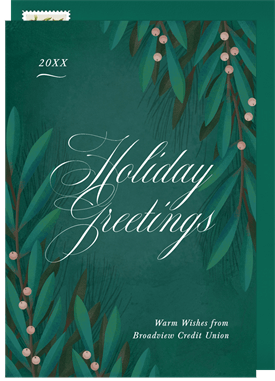 'Rich Greenery' Business Holiday Greetings Card