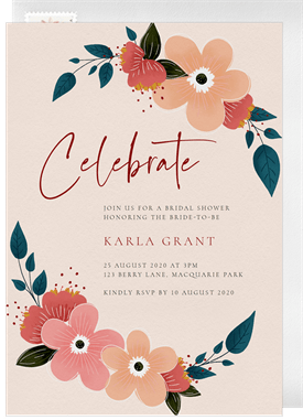 'Floral Garland' Bridal Shower Invitation