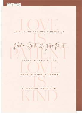'Love Is Patient' Vow Renewal Invitation