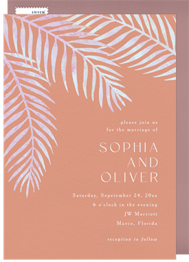 'Watercolor Palm Leaves' Wedding Invitation