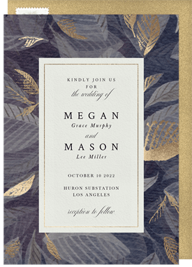 'Gilded Botanical Leaves' Wedding Invitation