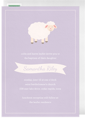 'Smiling Lamb' Baptism Invitation