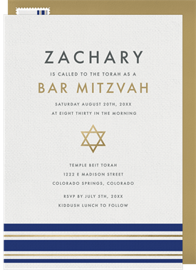 'Modern Tallit' Bar Mitzvah Invitation