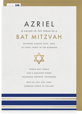 'Modern Tallit' Bat Mitzvah Invitation