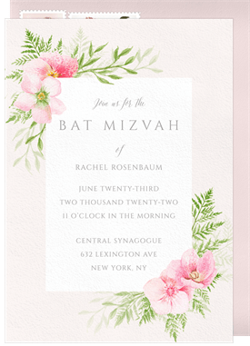 'Delicate Floral' Bat Mitzvah Invitation