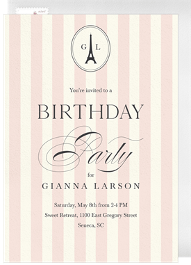 'Paris Cafe' Kids Birthday Invitation