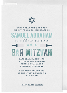 'Vintage Type' Bar Mitzvah Invitation