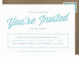 'Party Script' Housewarming Party Invitation
