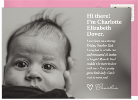 'Intro Note' Birth Announcement