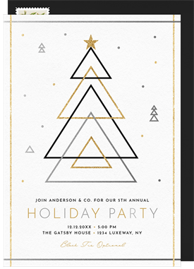 'Triangular Evergreens' Business Holiday Party Invitation