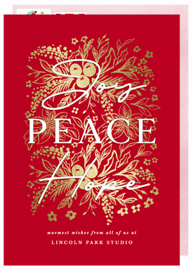 'Gilded Wintry Botanicals' Business Holiday Greetings Card