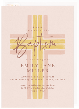 'Watercolor Cross' Baptism Invitation