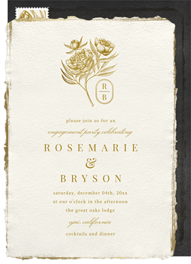 'Foiled Peony' Party Invitation