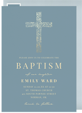 'Stippled Cross' Baptism Invitation