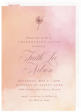 'Watercolor Clouds' Memorial Invitation
