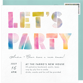 'Playful Block Party' Housewarming Party Invitation