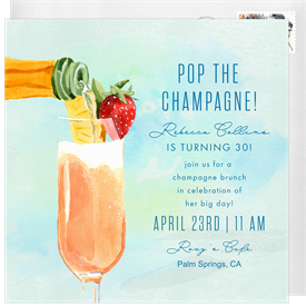 'Champagne Brunch' Adult Birthday Invitation