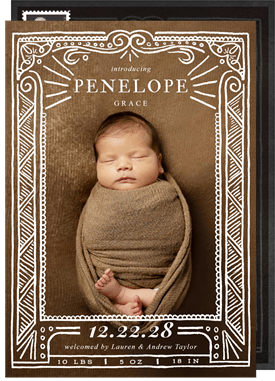 'Doodle Frame' Birth Announcement