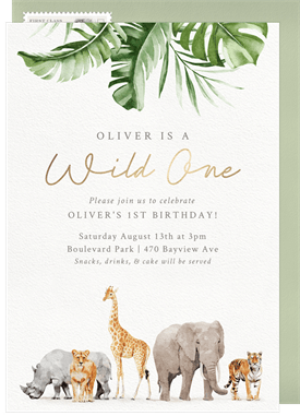 'Watercolor Jungle' Kids Birthday Invitation