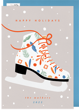 'Patterned Ice Skate' Holiday Greetings Card