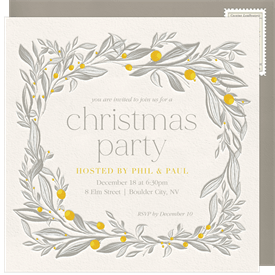 'Letterpress Holly' Christmas Party Invitation
