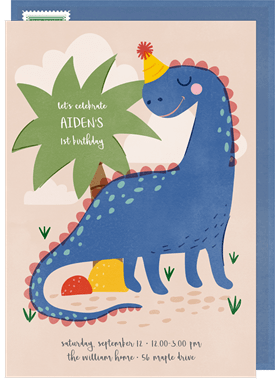 'Party Ready Dino' Kids Birthday Invitation