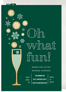 'Bubbly and Snow' Holiday Party Invitation