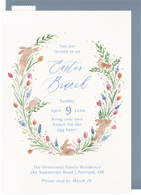 'Bunny Wreath' Easter Invitation