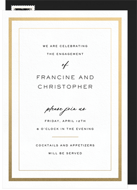 'Double Gold Border' Party Invitation