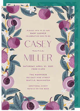 'Plum Perfect' Baby Shower Invitation