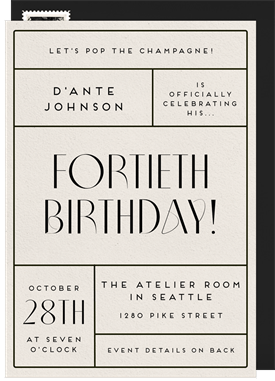 'Elegant Grid' Adult Birthday Invitation