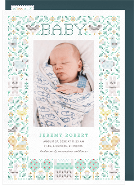 'Cute Cross Stitch' Birth Announcement