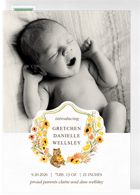 'Sunflower Crest' Birth Announcement