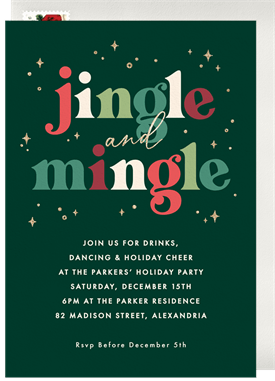 'Sparkle Jingle & Mingle' Holiday Party Invitation