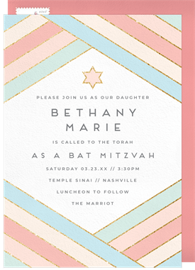 'Bold Diagonal' Bar Mitzvah Invitation