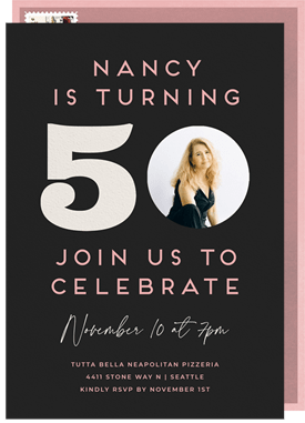 'Celebrate Number 50' Adult Birthday Invitation