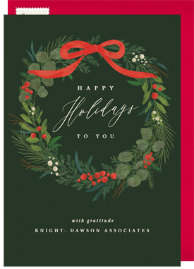'Festive Painterly Wreath' Business Holiday Greetings Card