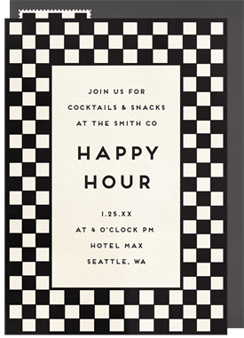 'Bold Checkerboard' Happy Hour Invitation
