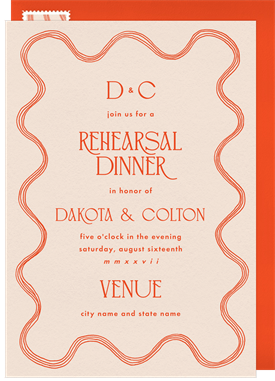 'Modern Squiggle' Rehearsal Dinner Invitation
