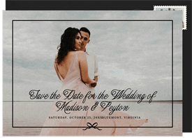 'Simple Border Bow' Wedding Save the Date