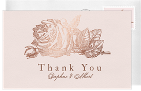'Etched Vintage Rose' Wedding Thank You Note