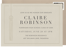 'Letterpress Tassel' Graduation Invitation
