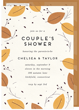 'Textured Falling Leaves' Baby Shower Invitation